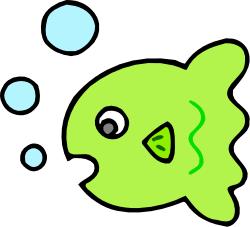 Green Fish with Blue Bubbles Clipart - Vibrant Underwater Scene