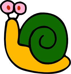 Green and Yellow Snail Clipart with Pink Nose