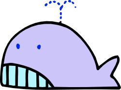 Whale with Big Mouth and Small Fish Clipart