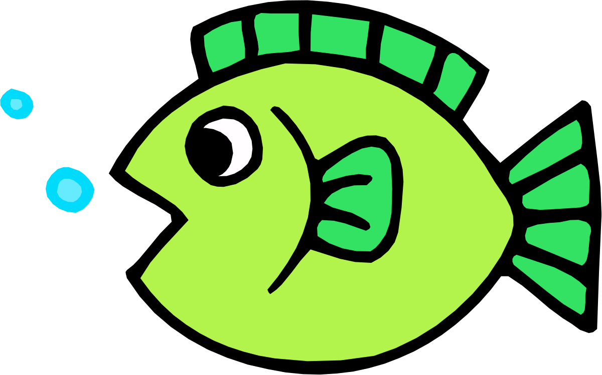 Green Fish Clipart on Black Background for Vibrant Designs