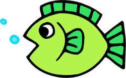 Green Fish Clipart on Black Background for Vibrant Designs