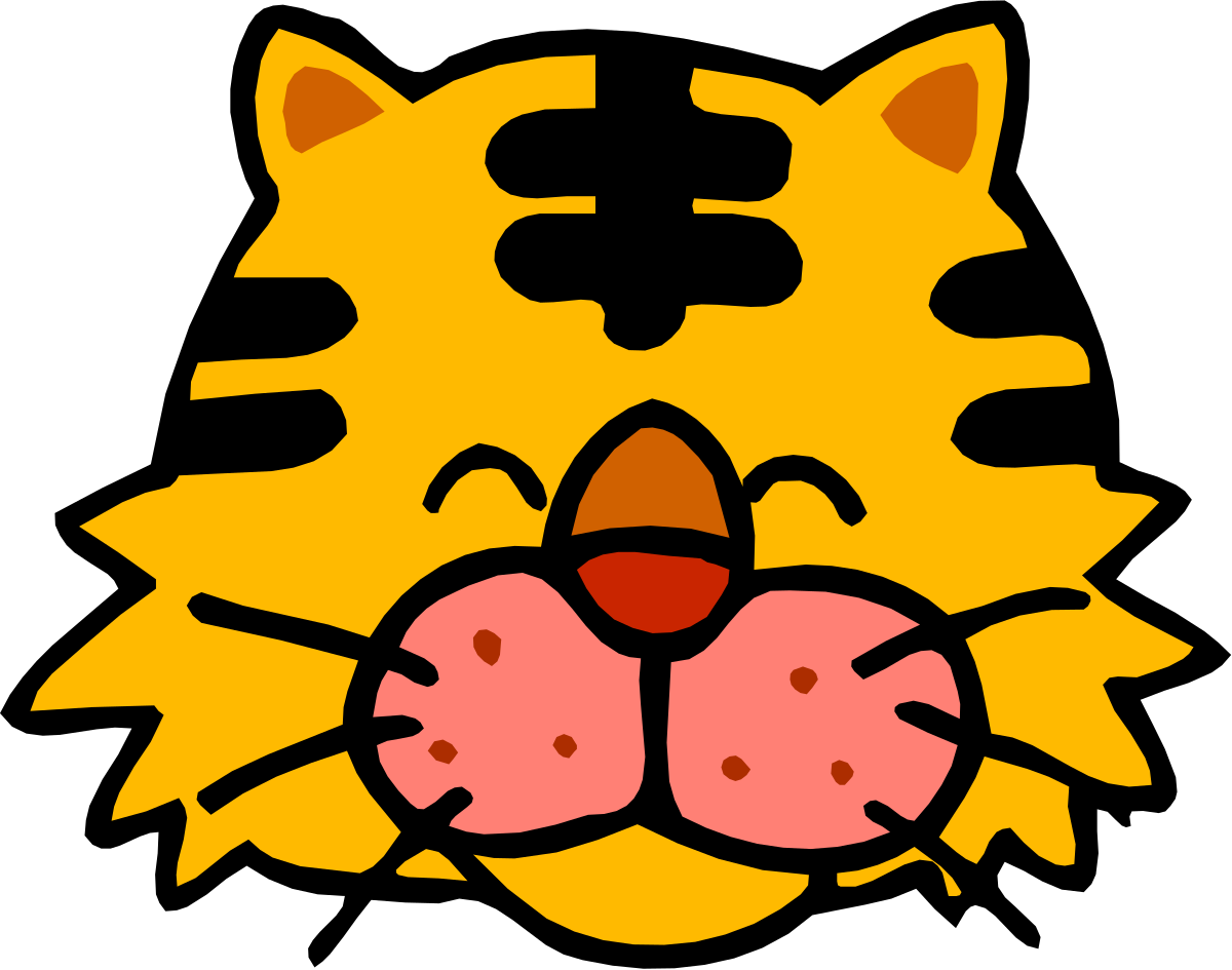 a cartoon cat with a pink nose and a yellow nose clip art png transparent Cartoon Cat with Pink and Yellow Nose Clipart
