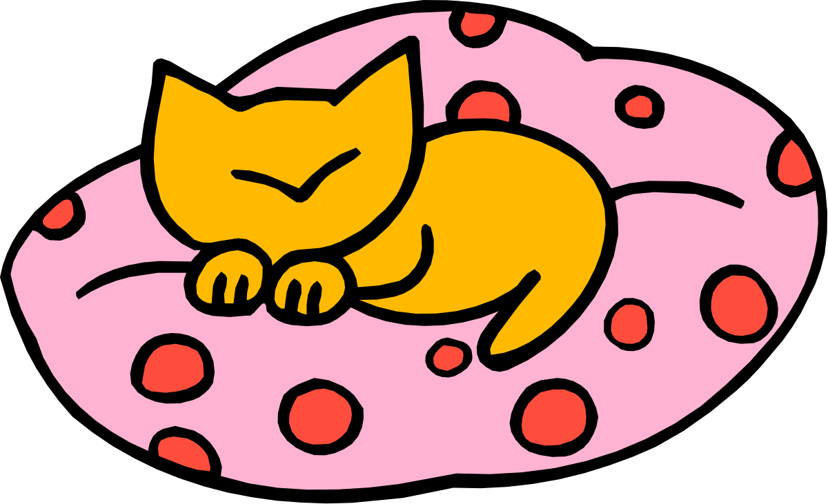 Cat Sleeping on a Cozy Bed Clipart