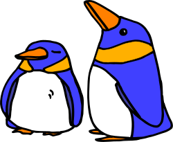 Penguins Clipart: Two Charming Penguins Sitting on Each Other