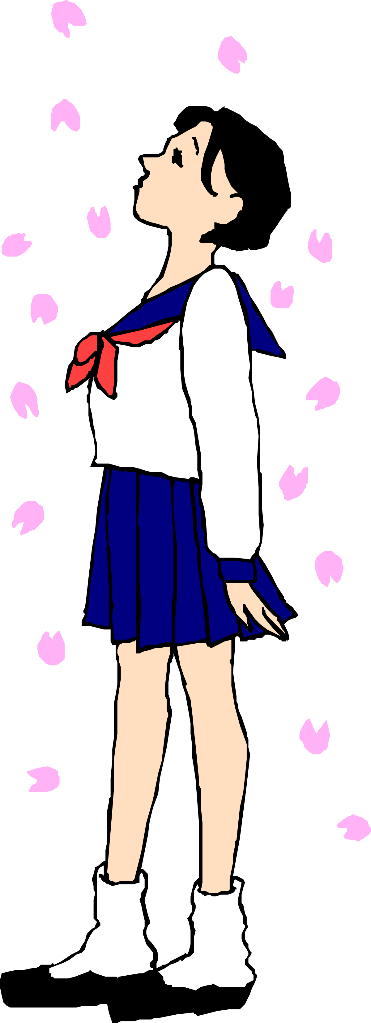 Girl in Skirt and White Shirt Clipart: Elegant and Stylish Illustration
