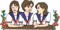 Three Girls Sitting at a Table with Hands on Hips Clipart