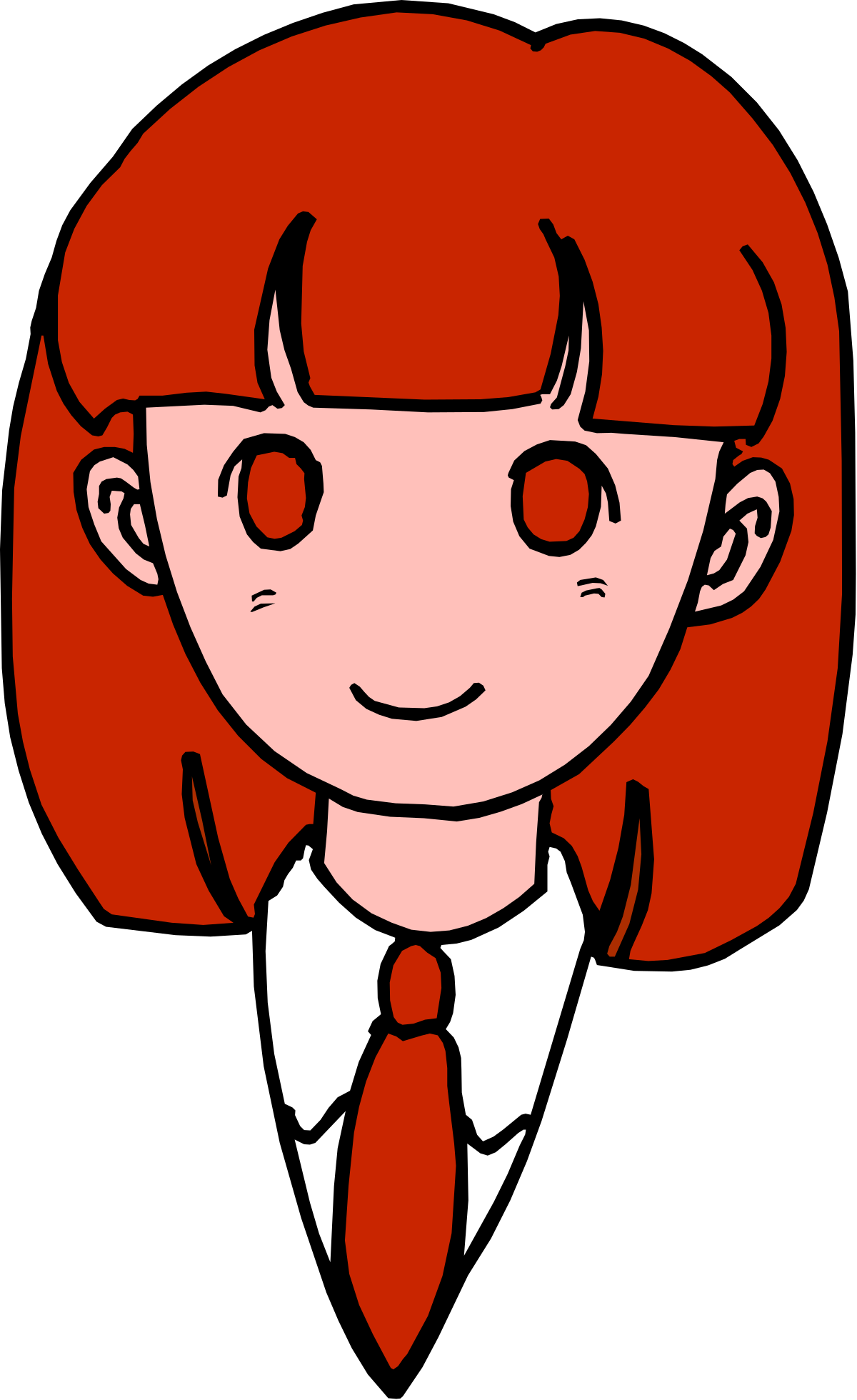 a cartoon girl with red hair and a tie clip art png transparent Cartoon Girl with Red Hair - Fun Clipart for Various Projects