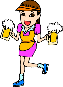 Woman in Pink Dress Holding Beer Mugs - Fun Clipart Collection
