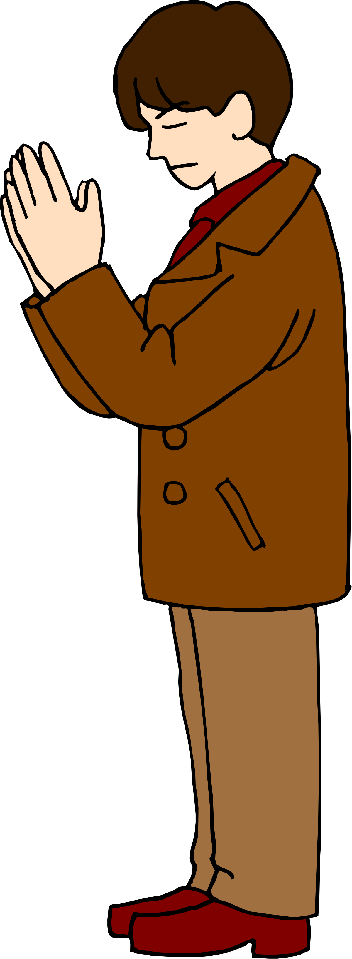 Man in Brown Coat and Red Tie Clipart Collection