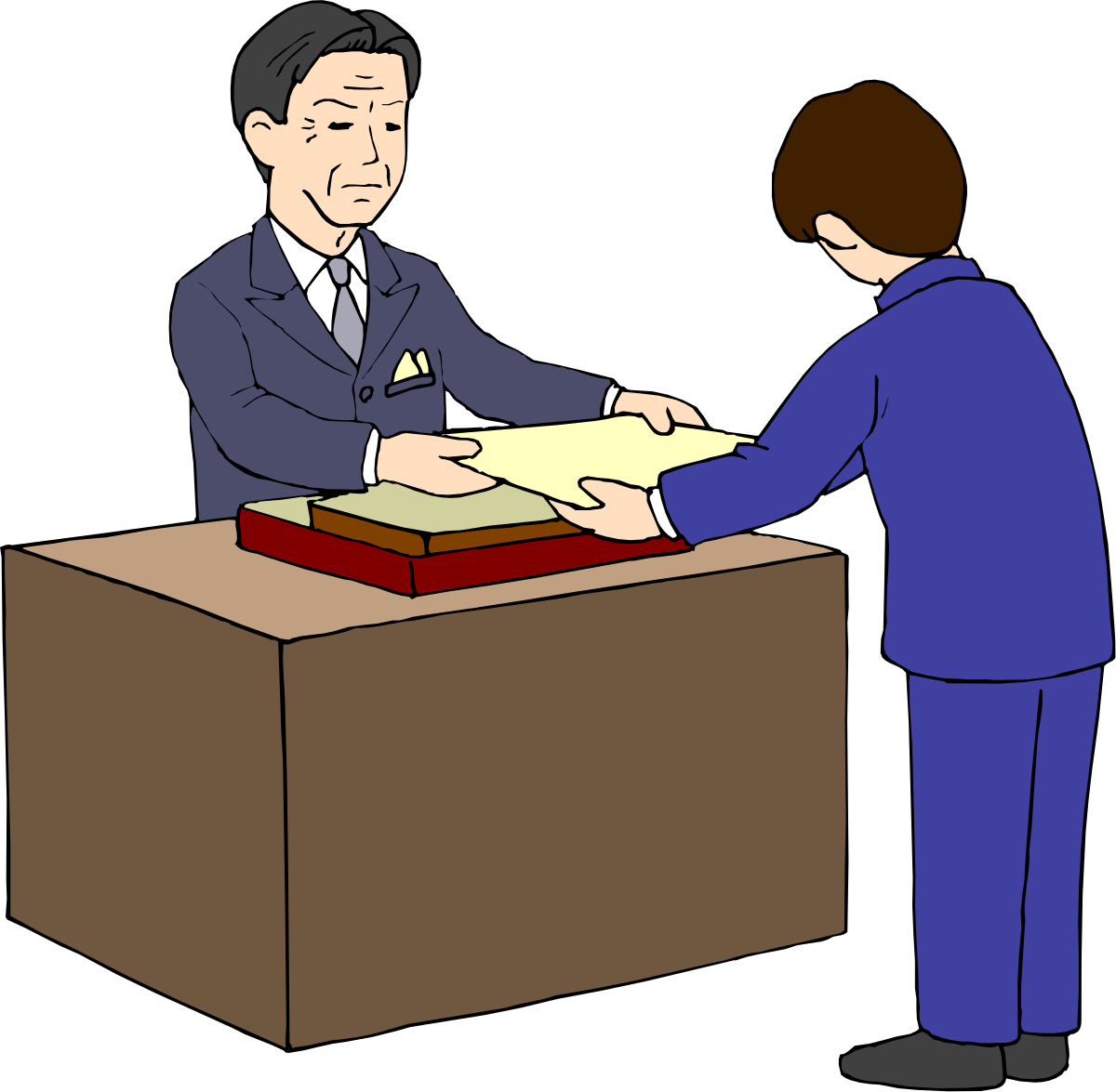 Businessman Signing Document Clipart - Professional Deal