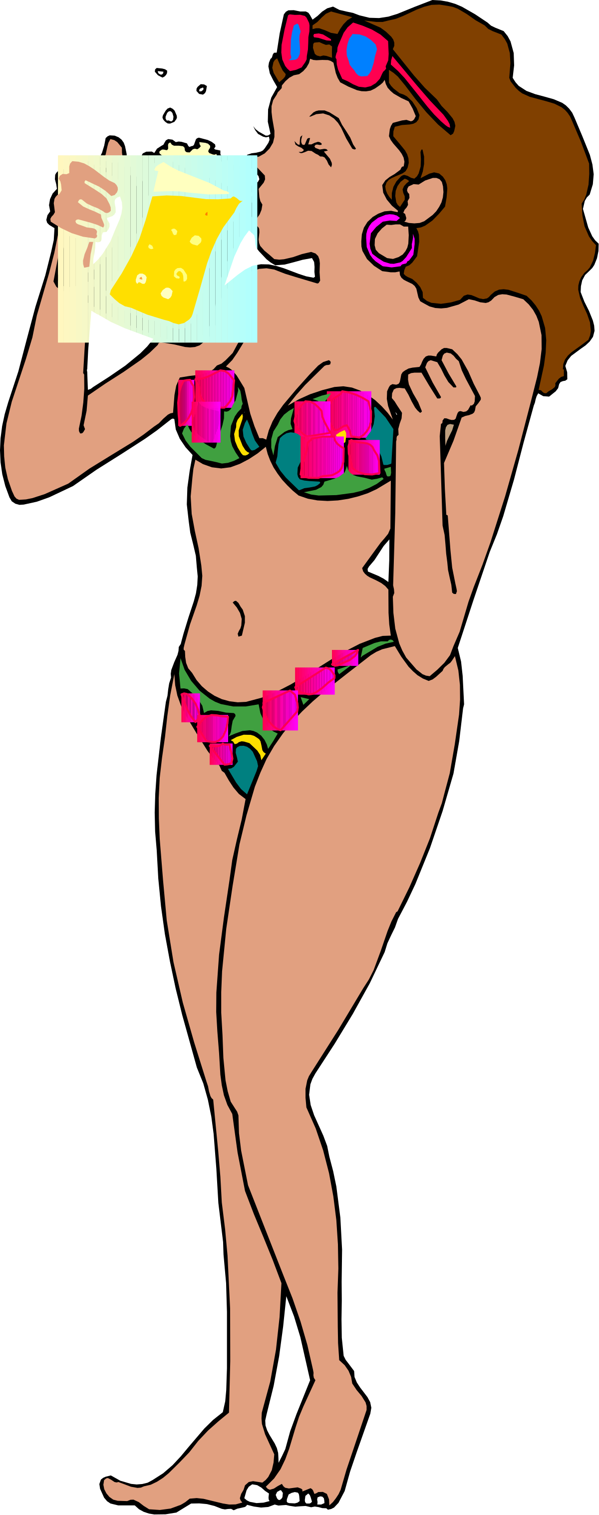 a woman in a bikini holding a drink clip art png transparent Bikini Woman Holding Drink Clipart for Summer Fun