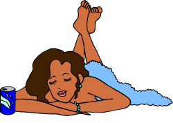 Woman Laying on Ground with Can - Dynamic Clipart Image