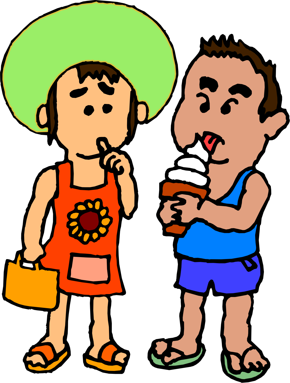 Ice Cream Delight: Boy and Girl Enjoying Sweet Treats