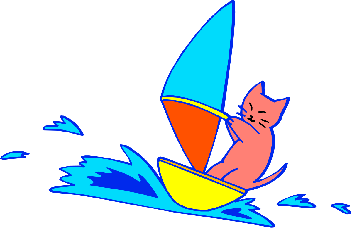 a cat is surfing on a surfboard clip art png transparent Surfing Cat Clipart - Fun and Playful Surfboard Scene
