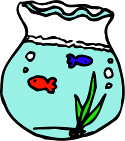 Fish Bowl with Plant Clipart - Vibrant Underwater Scene