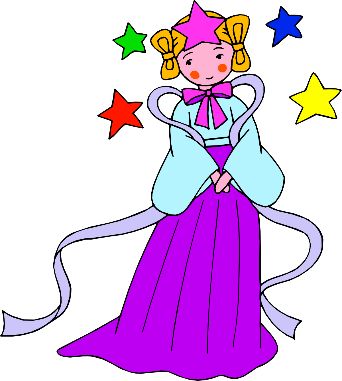 Cartoon Princess Clipart with Star Headpiece for Whimsical Designs