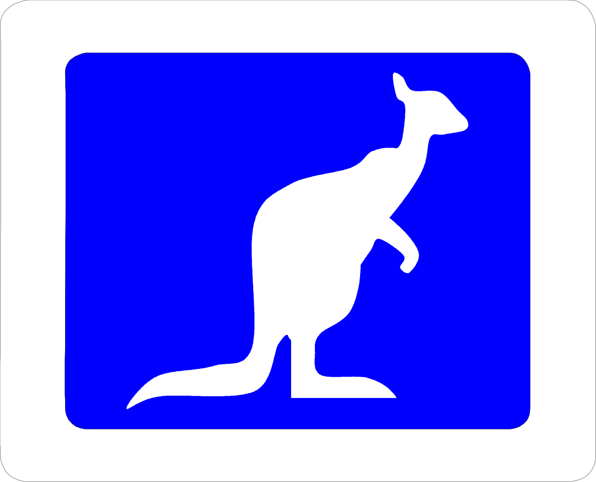a kangaroo silhouetted on a blue square clip art png transparent Kangaroo Silhouette on Blue Square - Stunning Clipart for Your Projects