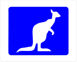 Kangaroo Silhouette on Blue Square - Stunning Clipart for Your Projects