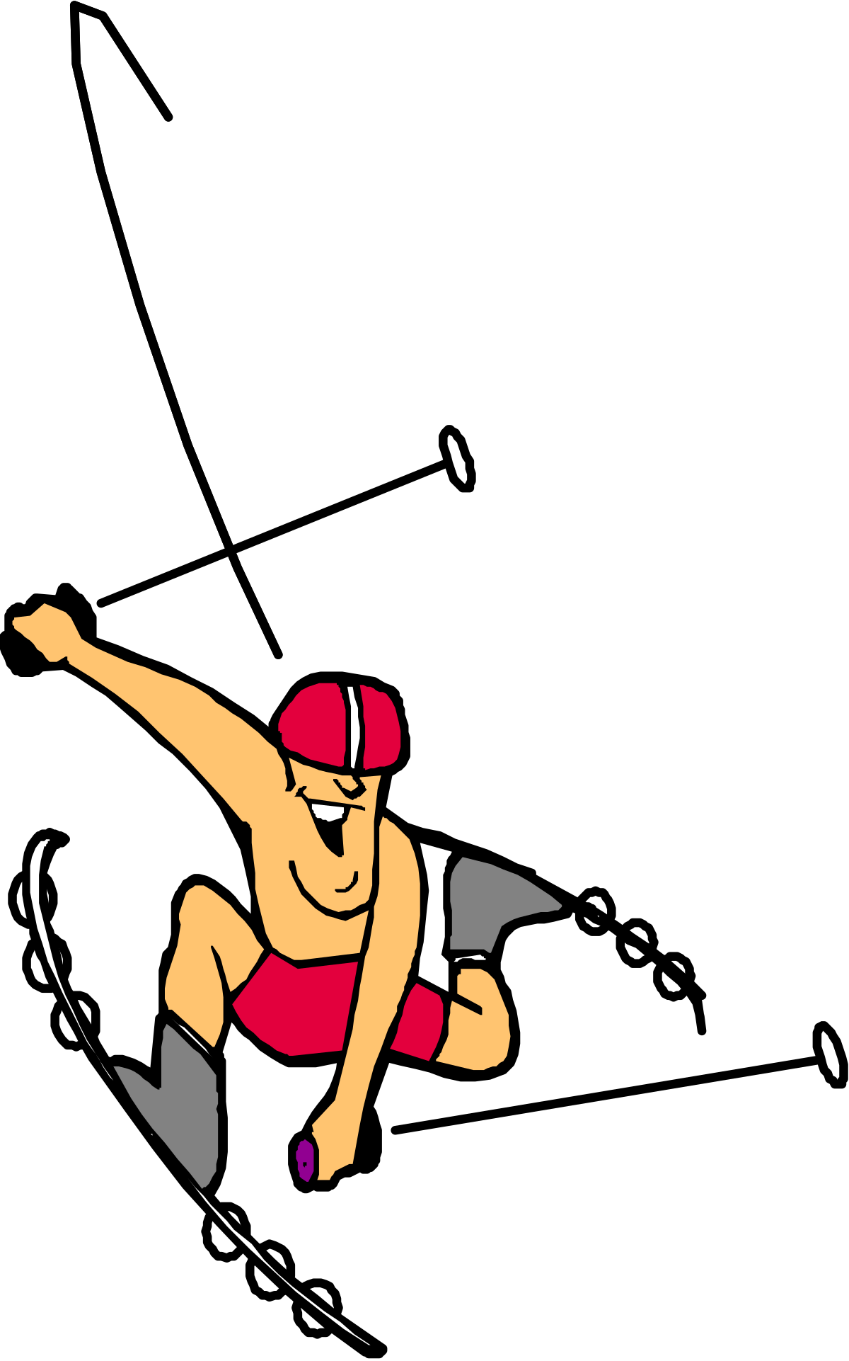 Man in Red Shirt Riding Skateboard Clipart