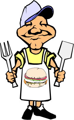 Cartoon Character Holding Knife and Hamburger - Fun Clipart for Your Projects