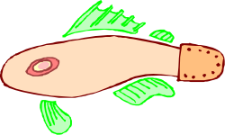 Cartoon Fish with Meat on Back Clipart - Fun and Whimsical Design