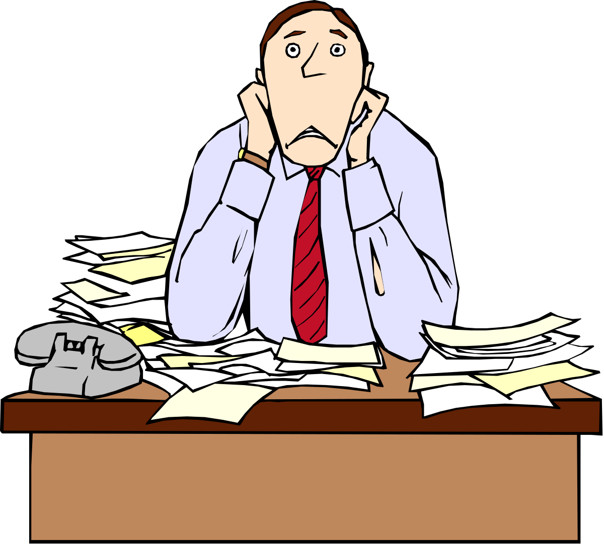 Man at Desk with Papers - Professional Clipart for Your Projects