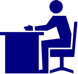 Person Sitting at Desk with Laptop - Vibrant Clipart Design