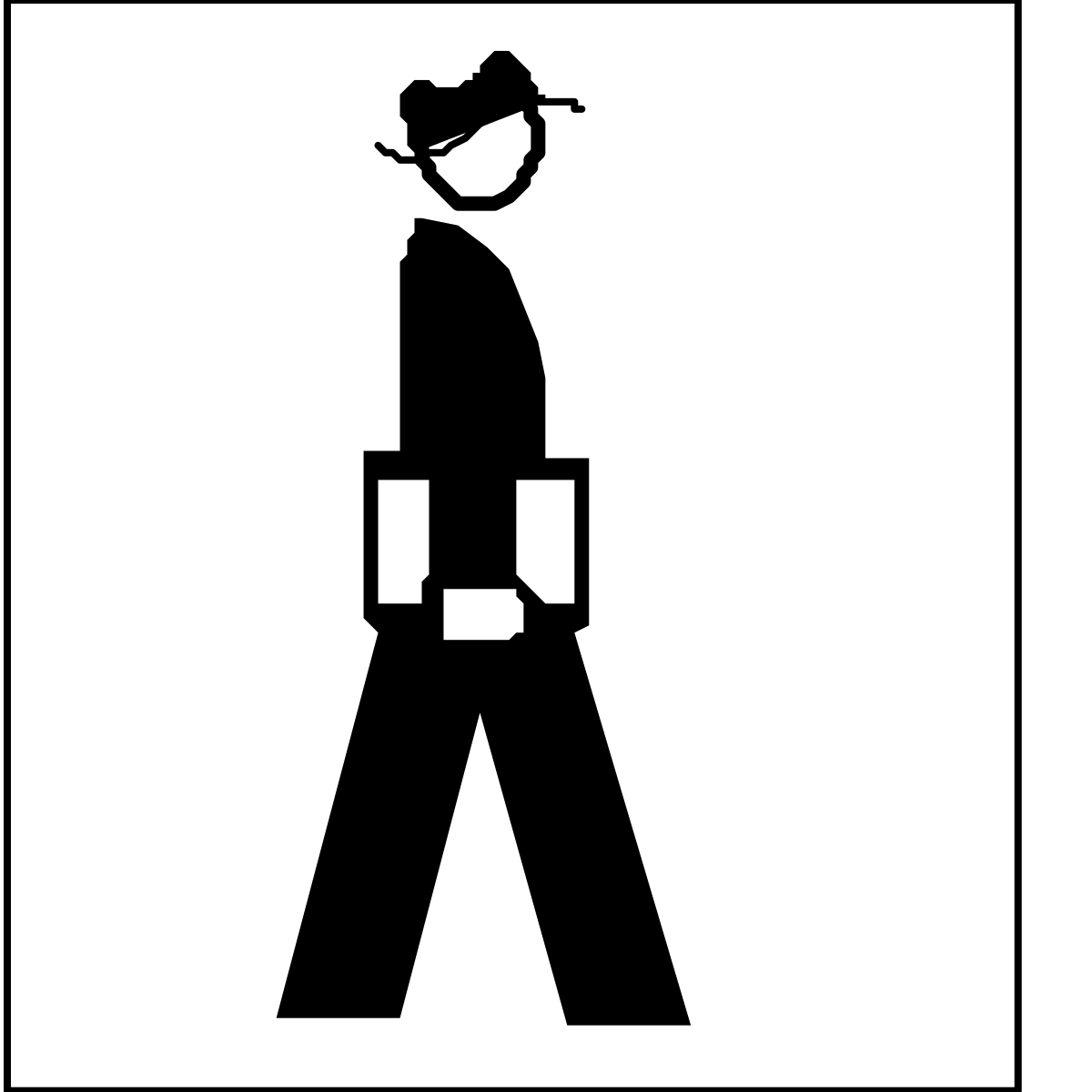 Black and White Sign with Man in Hat Clipart