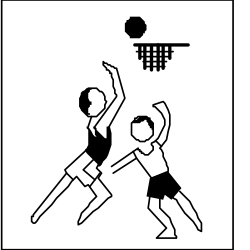 Basketball Clipart of Two People Playing Exciting Game