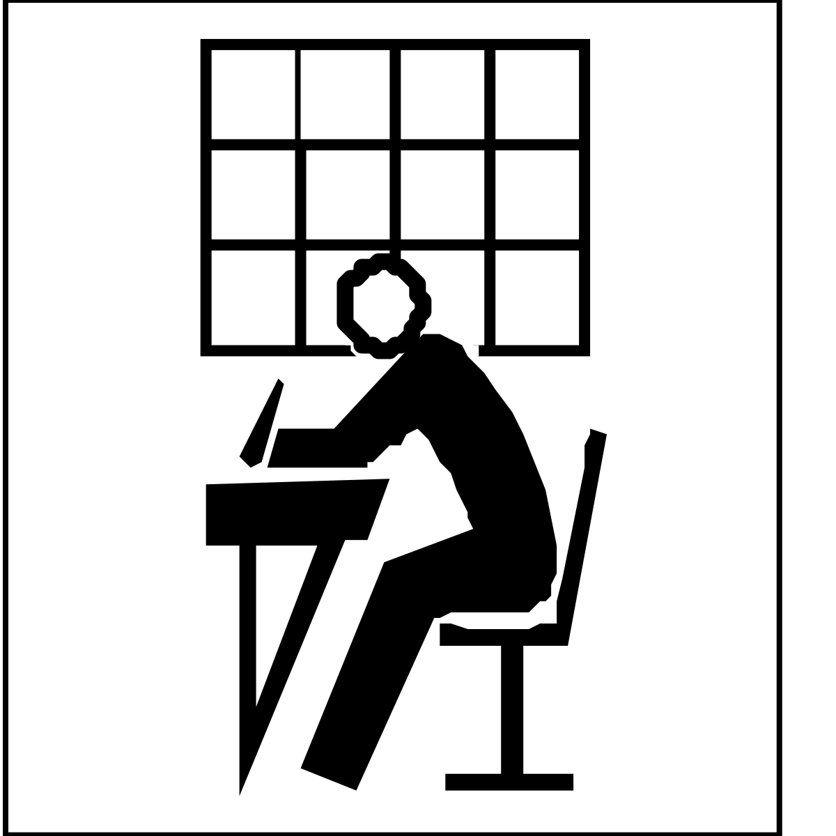 Man Working at Desk with Laptop - Clipart Illustration