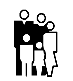Silhouette of Two People Sitting at a Table - Black and White Clipart