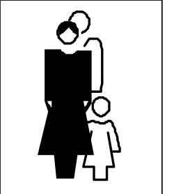 Black and White Clipart Sign Featuring Woman and Child