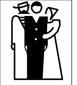Silhouette of a Man with Hammer - Black and White Clipart