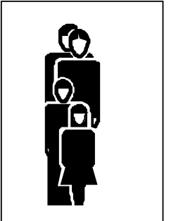 Black and White Clipart Icon of Man and Woman