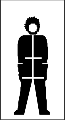 Black and White Silhouette of a Man with Cross on Chest Clipart