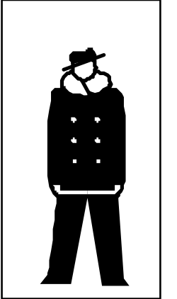 Silhouette of a Man with Backpack - Black and White Clipart