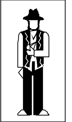 Silhouette of a Man in Suit and Hat with Cane Clipart