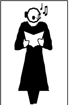 Woman with Microphone and Sheet Music Clipart