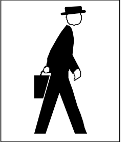 Businessman with Briefcase Walking Down Street Clipart