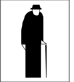 Silhouette of a Man with Cane - Elegant Black and White Clipart