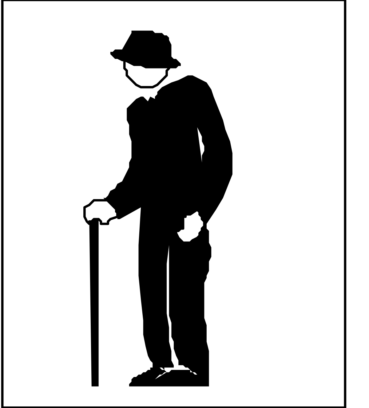 Silhouette of a Man with Hat and Cane - Timeless Clipart