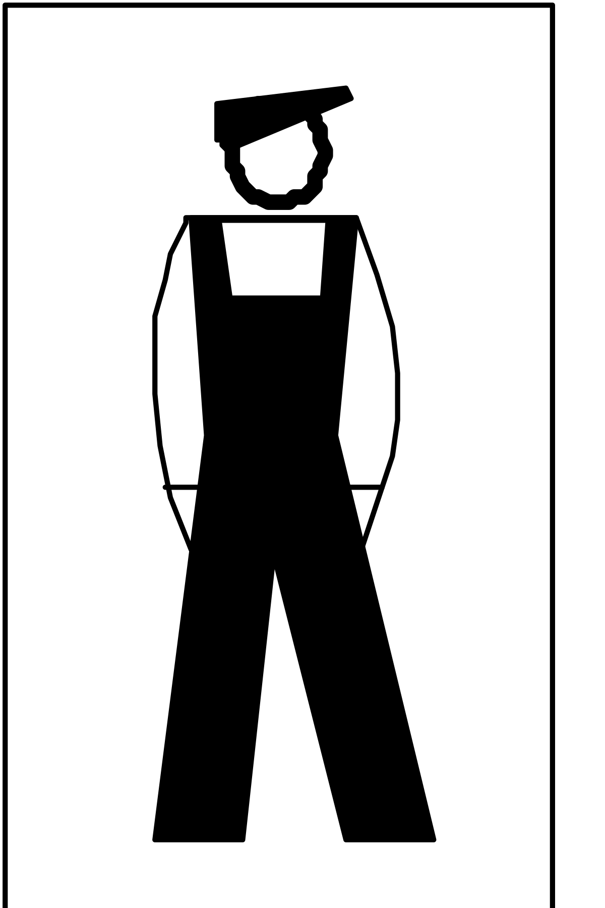Black and White Sign with Man in Hat Clipart