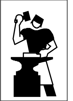 Hammer Silhouette Clipart: Black and White Man Working