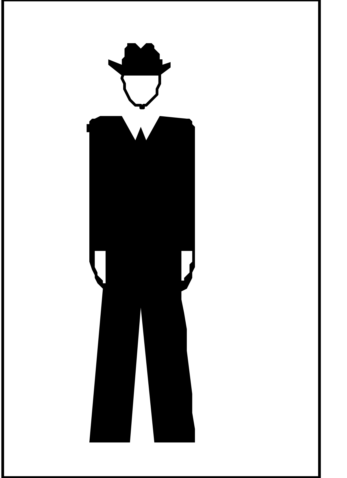 Silhouette of a Cowboy in a Hat - Black and White Clipart