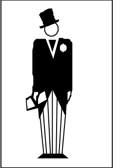 Silhouette of a Man in Suit and Hat - Classic Black and White Clipart