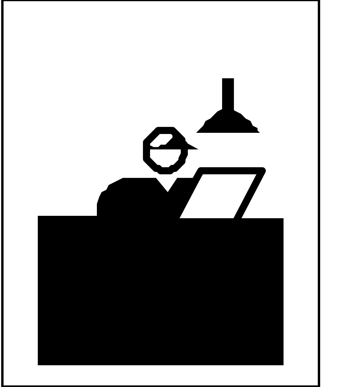 a black and white icon of a man working on a laptop clip art png transparent Black and White Laptop Icon: Man Working on Technology