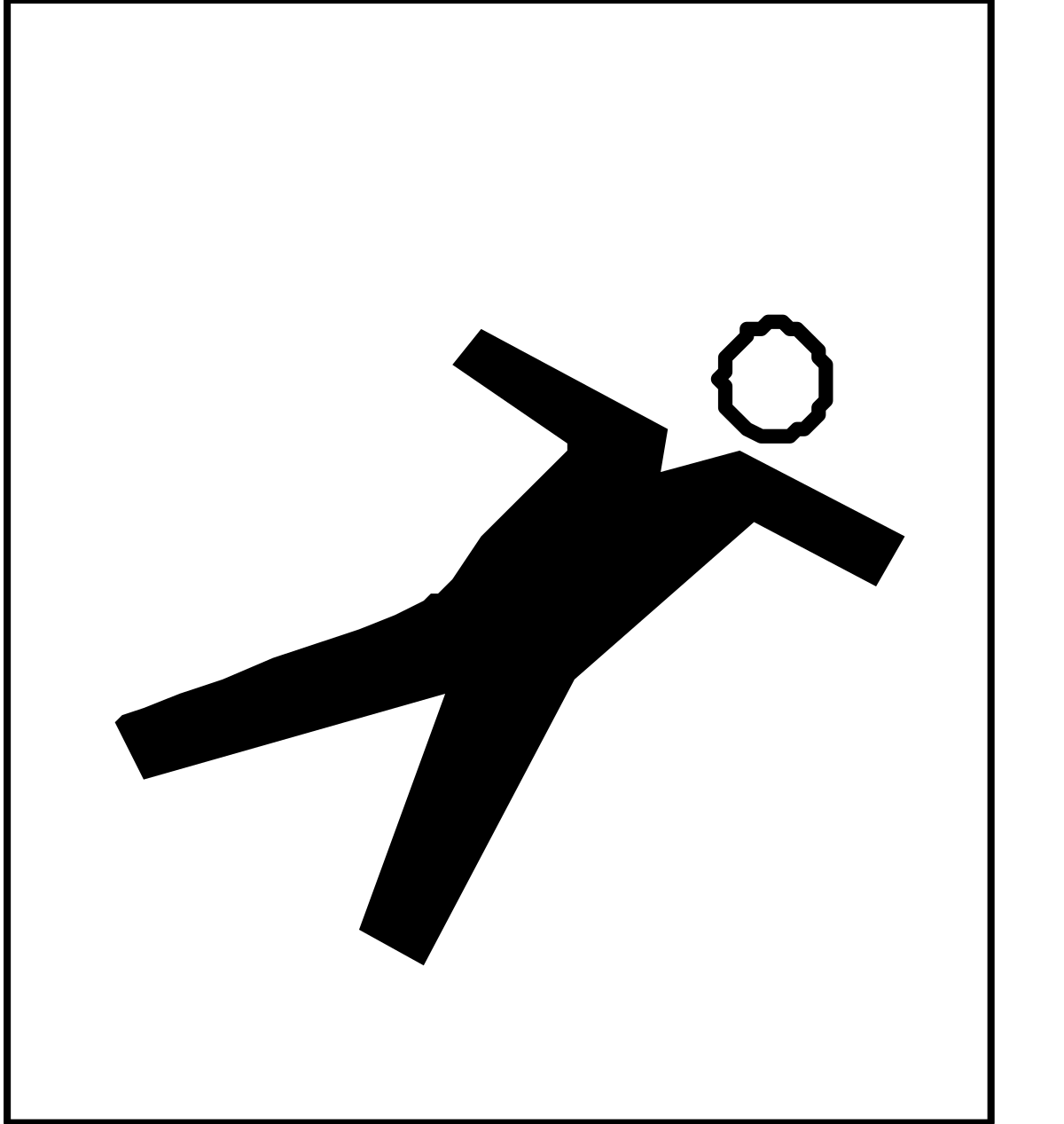 Falling Man Icon - Black and White Clipart Design