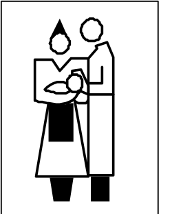 Nurse Holding Baby  Black and White Icon for Healthcare and Family Themes