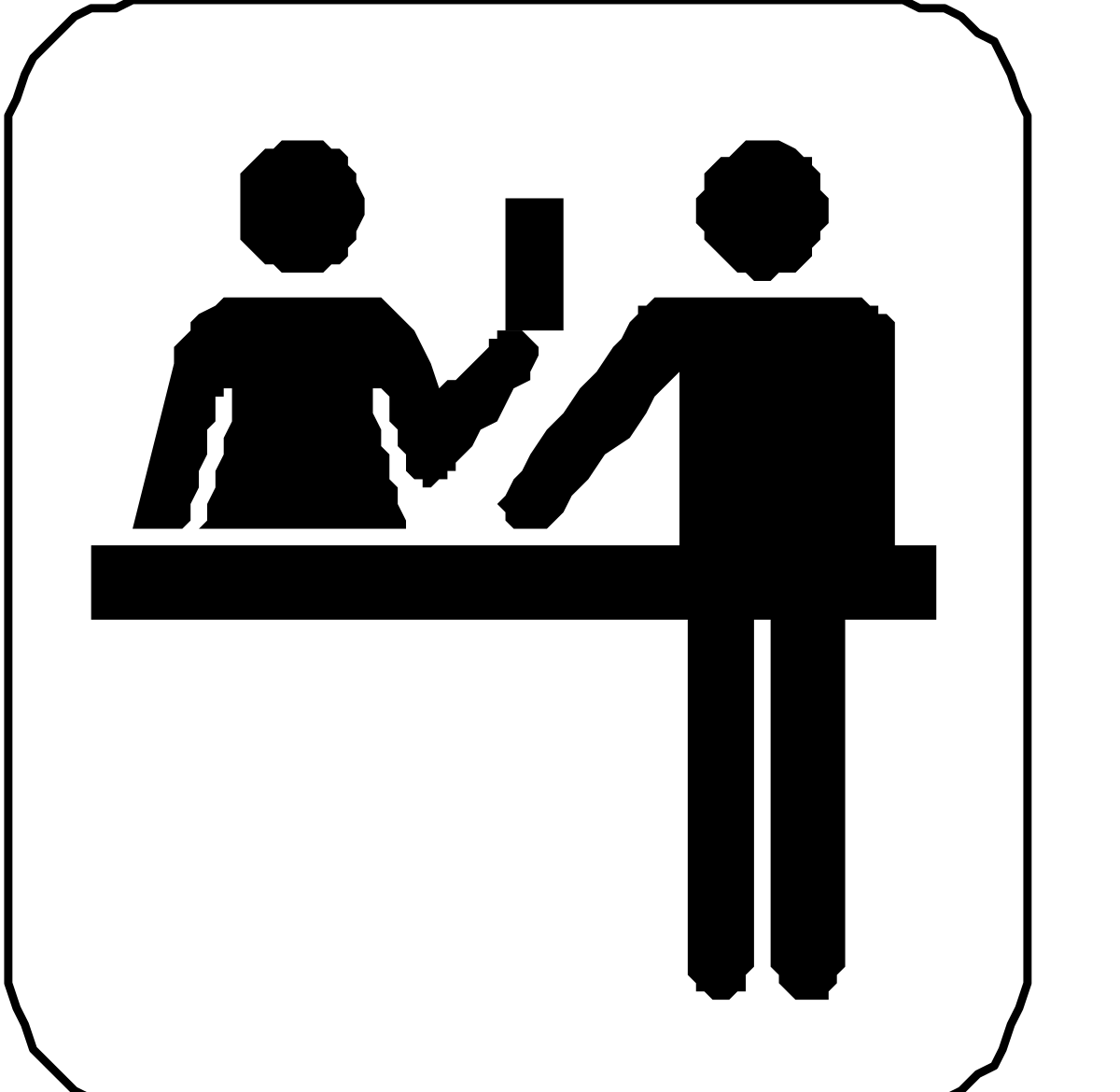 Handshake Clipart: Man and Woman Greeting at Table