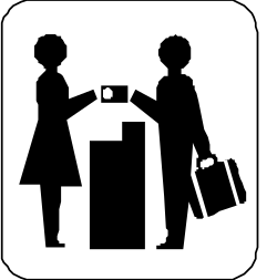 Silhouette Clipart of Travelers with Luggage
